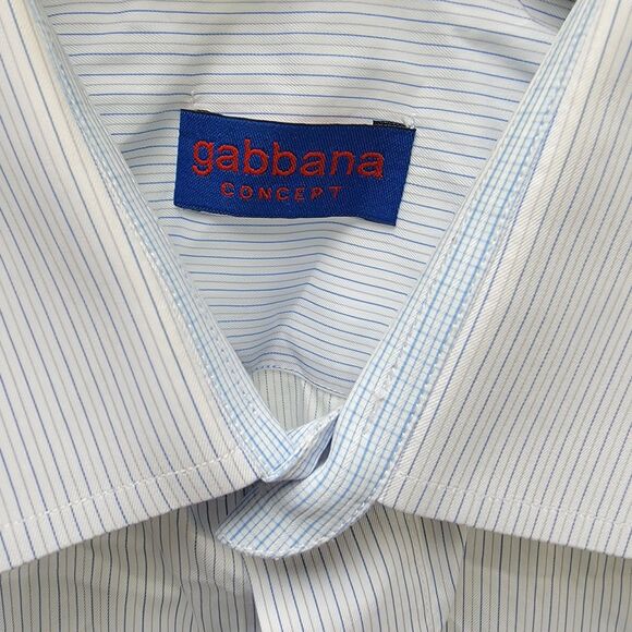 Gabbana Blue Stripes Dress Shirt Button-Up Long Sleeve Button Cuff Men's Size S - Picture 4 of 8